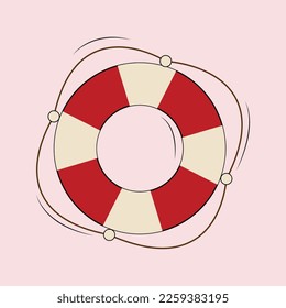 flat vector illustration on pink background, lifebuoy icon, financial assistance	
