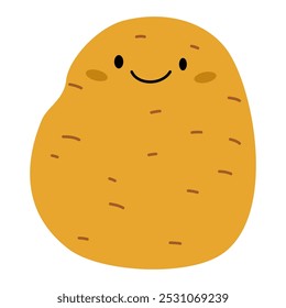 Flat vector illustration on white background in children's style. Potato with cute face