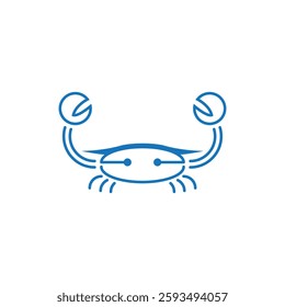 Flat vector illustration on white background. Blue crab