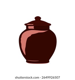 Ilustração vetorial plana de Onggi, um frasco de argila coreano tradicional usado para armazenar alimentos fermentados como kimchi. Design simples e minimalista, perfeito para temas culturais, culinários ou educacionais.