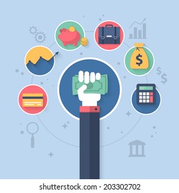 Flat vector illustration for online banking and control finance application