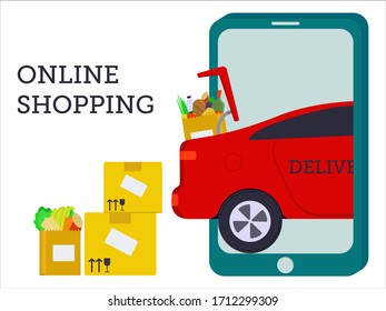 Flat vector illustration: online delivery service concept.