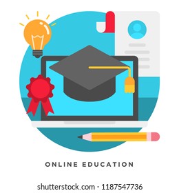 Flat vector illustration of Online Education concepts. Elements for mobile and web applications.