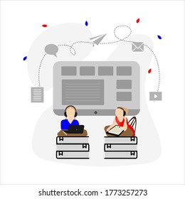 Flat vector illustration for online education.