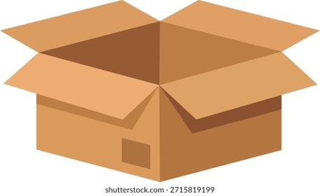 Ilustração vetorial plana de uma caixa de papelão aberta. Representa embalagem, entrega, armazenamento, remessa, movimentação e logística.