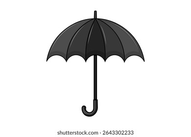 Flat vector illustration of open umbrella in pastel colors, minimal cartoon style for kids illustrations, baby decor, and simple seasonal artwork
