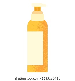 Ilustração vetorial plana de um frasco de bomba laranja projetado para produtos cosméticos ou de cuidados com a pele. O recipiente tem um olhar limpo e moderno, adequado para conceitos de embalagem de beleza como lavagem corporal, loção