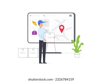 Flat vector illustration of order processing on an ecommerce platform. Modern and appealing design for a seamless shopping experience.
