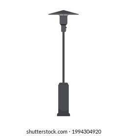 Flat Vector Illustration Of Outdoor Patio Street Heater Lamp With Propane. Isolated On White Background.