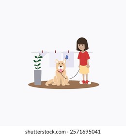 Flat Vector Illustration Of Outdoor Walk