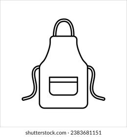flat vector illustration, outline icon of apron isolated on white background, protective garment for kitchen 