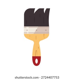 Ilustración vectorial plana de un pincel de pintura para proyectos de bricolaje y mejoras para el hogar, herramienta de Profesional de manitas con mango de madera aislado sobre fondo blanco