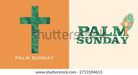 A flat vector illustration of Palm Sunday elements