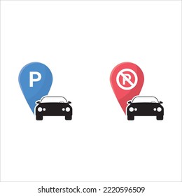 Flat vector illustration of parking and no parking zone banner with a car vector