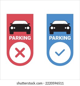 Ilustración vectorial plana de estacionamiento y sin banner de zona de estacionamiento con un vector de coche