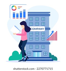 Flat vector illustration of payroll and employee payroll reports. Calculation of company income, tax revenue and budget planning.