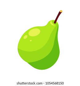 Flat vector illustration of pear isolated on white background. Pictures for children's books, ABC articles, etc.