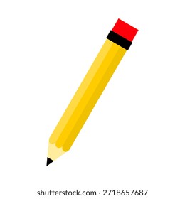Vetor plano ilustração de ícone de lápis, símbolo de escrita, edição, educação, criatividade e design conceito, estilo minimalista simples, isolado no fundo branco.