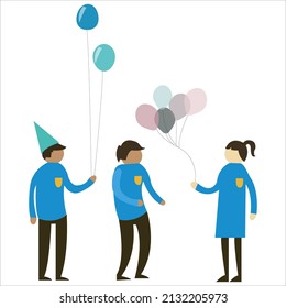 Flat Vector Illustration of People having Fun and Celebrating Birthday 