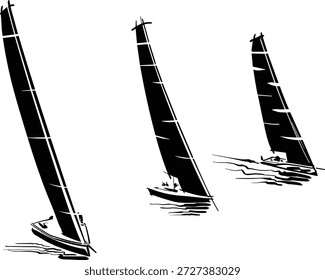 Ilustração vetorial plana de pessoas navegando em um pequeno barco. Personagens estilizados desfrutando de viagens marítimas e atividades de lazer, representando vela, aventura, férias de verão e estilo de vida marítimo. Design limpo e mínimo adequado para sites de viagens, projetos marítimos e de navegação, cartazes, banners, aplicativos e conteúdo editorial ou promocional relacionado às atividades oceânicas e feriados.