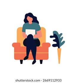 flat vector illustration of people sitting or resting reading book