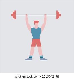 flat vector illustration of a person lifting weights