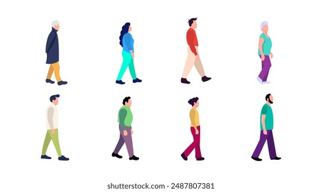 flat vector illustration of person walking pose