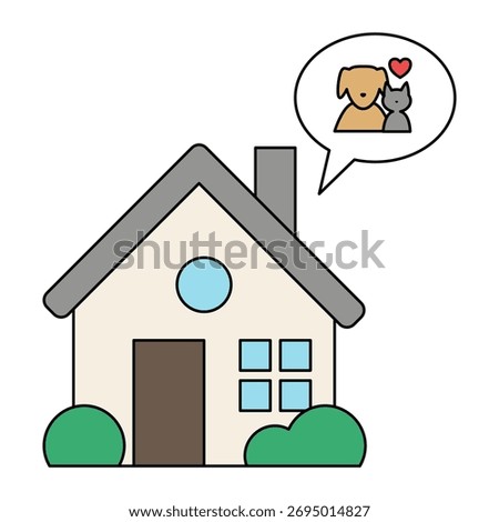 Flat vector illustration of a pet-friendly housing real estate, representing animal-friendly housing, property rental, and accommodation.