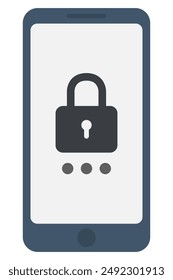 Ilustración vectorial plana de teléfono con Contraseña aislada sobre fondo blanco.