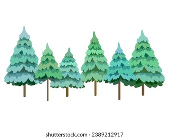 Flat vector illustration of a pine tree forest.