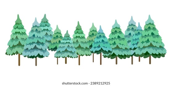 Flat vector illustration of a pine tree forest.