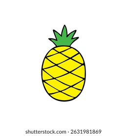 Flat Vector Illustration of a Pineapple with Leaves – A Tropical Fruit Icon
