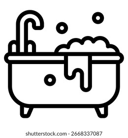 Ilustração vetorial plana de uma banheira rosa com espuma branca; adequado para o spa em casa e marketing de bem-estar.