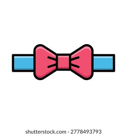 A flat vector illustration of a pink bowtie with a blue strap, representing a stylish formal fashion accessory isolated on a white background.