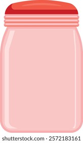 Flat Vector Illustration of a Pink Jar with Red Lid