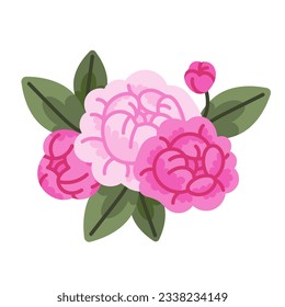 Flat vector illustration of pink peonies. Perfect for decorating invitations, corporate identity of a florist and a flower shop.
