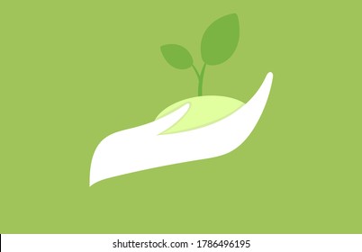 Ilustración vectorial plana de la siembra. Vamos concepto verde.