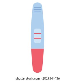 Flat vector illustration of a pregnancy test with a positive result in the form of two lines. 