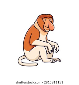 A flat vector illustration of a proboscis monkey.