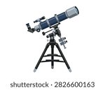 Flat Vector Illustration of a Professional Astronomical Telescope on a Tripod