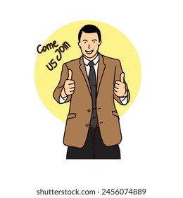 Flat vector illustration. promotional posing characters. There is space for your text on the banner. Vector illustration