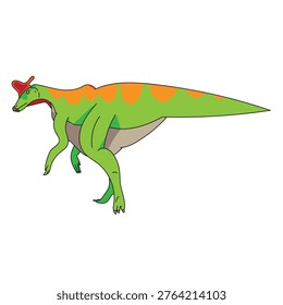 A flat vector illustration of a purple Lambeosaurus with its unique crest. Modern character design for prehistoric wildlife themes, children's books, and educational graphics