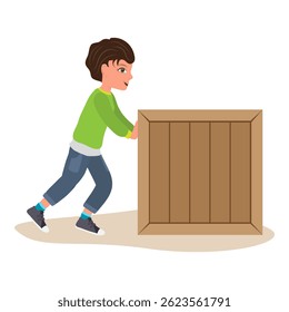 Flat Vector Illustration of Pushing And Pulling, Force and Motion. Item 2