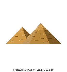 Flat vector illustration of the Pyramids of Giza in Egypt. This minimalist design highlights the shape and layout of one of the world’s most recognized ancient structures.
