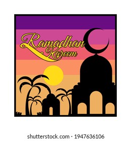 flat vector illustration of Ramadan atmosphere in the afternoon, fasting atmosphere in Muslim countries in the afternoon