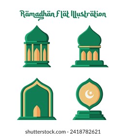Flat vector illustration with Ramadan theme. Eid al-Fitr holiday flat vector. Simple flat illustration. Islamic theme illustration. Suitable for banners, presentations, icons, stickers, etc.