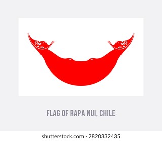 Flat vector illustration of the Rapa Nui flag with red reimiro symbol on white background for Chilean island cultural design.