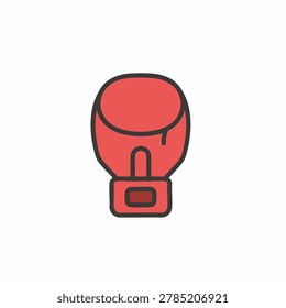 A flat vector illustration of a red boxing glove with thick dark outlines representing combat sports and fitness training.