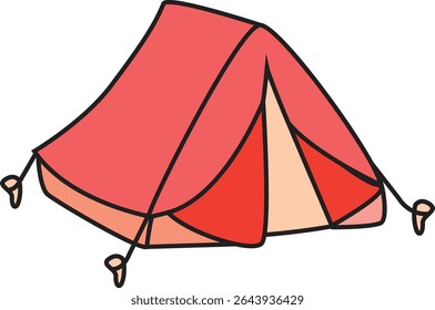 Flat Vector Illustration of Red Camping Tent for Outdoor Adventure, Hiking Trip, Nature Exploration, Summer Vacation, and Travel Design