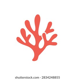 A flat vector illustration of a red coral branch isolated on a white background, suitable for marine or environmental designs.